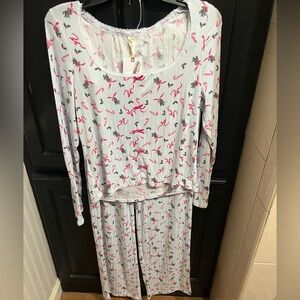Festive Women’s Pajamas with Candy Cane & Holly Print